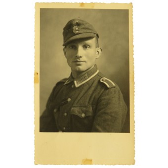 Soldado de la Wehrmacht en la ingeniería M 40 y M43 túnica Feldmütze. Espenlaub militaria